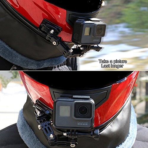 Casco Kit de montaje de casco de barbilla para GoPro Hero 5 6 Cámara de acción Xiaomi Yi, montura frontal y lateral giratoria de casco y soportes adhesivos planos curvados con almohadillas adhesivas
