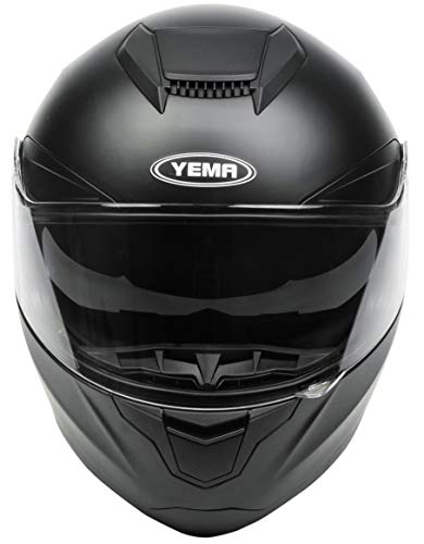 Casco Moto Integral ECE Homologado - YEMA YM-831 Casco de Moto Scooter para Mujer Hombre Adultos con Doble Visera -Negro Mate-XL