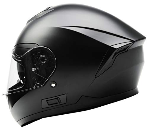 Casco Moto Integral ECE Homologado - YEMA YM-831 Casco de Moto Scooter para Mujer Hombre Adultos con Doble Visera -Negro Mate-XL