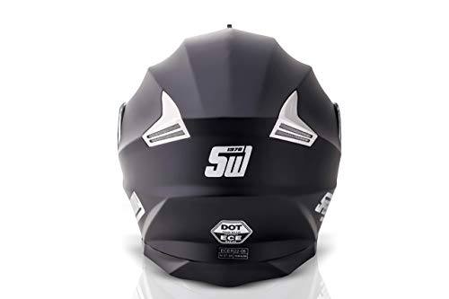 Casco Moto Modular Speedway OSMA Casco de Moto Scooter para Mujer Hombre Adultos con Doble Visera -Negro Mate y Blanco (S (55-56 cm), Negro - Mate)