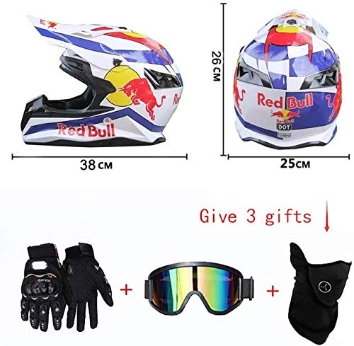 Casco Todoterreno Para Niños Casco De Motocicleta Casco BMX Casco De Bicicleta De Montaña Casco De Descenso Para Adultos Bicicleta Cuádruple Casco Cruzado Completo Red Bull B,M=57-58CM