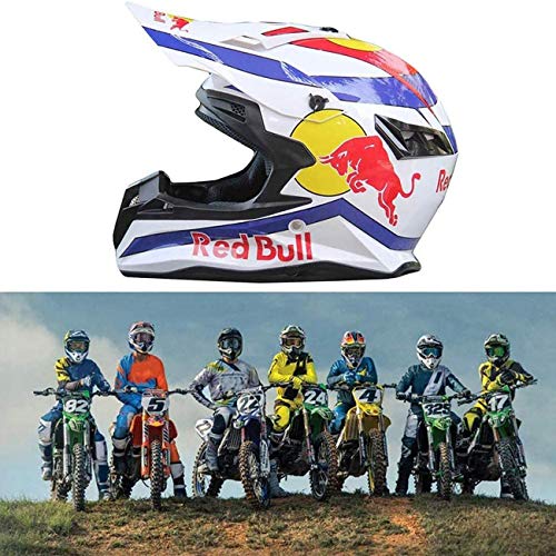 Casco Todoterreno Para Niños Casco De Motocicleta Casco BMX Casco De Bicicleta De Montaña Casco De Descenso Para Adultos Bicicleta Cuádruple Casco Cruzado Completo Red Bull B,M=57-58CM