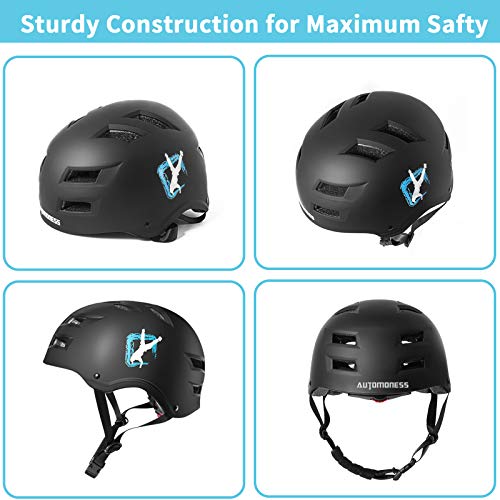 Casco y Equipo de protección, Automoness Equipo de protección de tamaño Ajustable, con Rodilleras, Coderas para Deportes múltiples como Ciclismo, Skate, esquí, Patinaje