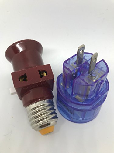 CASQUILLO ADAPTADOR eléctrico de gran tamaño con interruptor BOMBILLA E27 CON 2 ENCHUFES ELECTRICO TOMA DE CORRIENTE