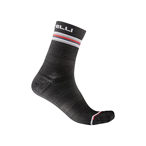 castelli GO W 15 Sock Calcetines, Mujer, Gris Oscuro y Blanco y Rojo, S/M