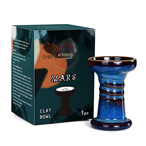 Cazoleta Cachimba Phunnel Cabeza Shisha - Kitosun Mars Hookah Bowl Tazón de barro acristalado con borde compatible con Provost, bueno para todo tipo de sabros de Shisha 12-15g (Denim)