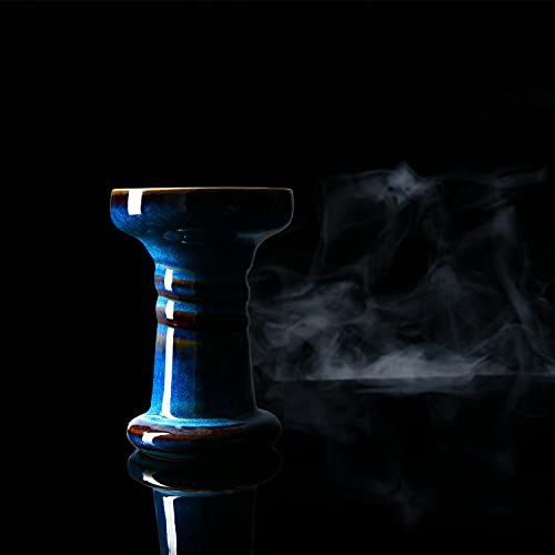 Cazoleta Cachimba Phunnel Cabeza Shisha - Kitosun Mars Hookah Bowl Tazón de barro acristalado con borde compatible con Provost, bueno para todo tipo de sabros de Shisha 12-15g (Denim)