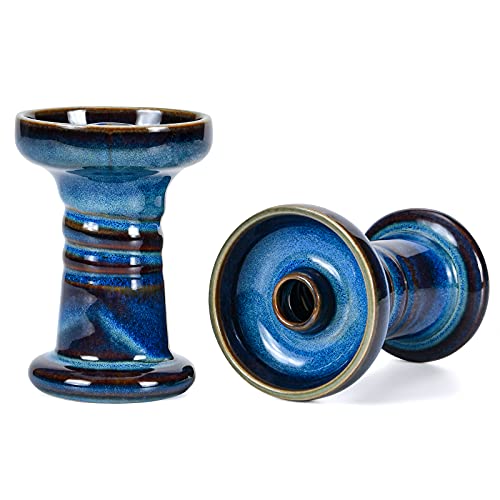 Cazoleta Cachimba Phunnel Cabeza Shisha - Kitosun Mars Hookah Bowl Tazón de barro acristalado con borde compatible con Provost, bueno para todo tipo de sabros de Shisha 12-15g (Denim)