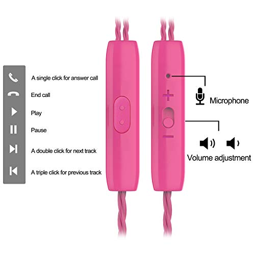 CBGGQ 4 Pares Auriculares In Ear con Micrófono, 3,5 mm con Cable para Ajustar el Volumen, Estéreo, Graves Profundos, Aislamiento de Ruido, para IOS y Android Smartphones （Negro+blanco+rosa+verde）