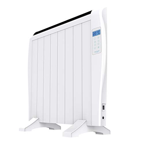 Cecotec Radiador Eléctrico Bajo Consumo Ready Warm 1800 Thermal 8 Elementos, 1200W, De pared o pie, 3 Modos, Temporizador, Mando a Distancia, Pantalla LED, Blanco