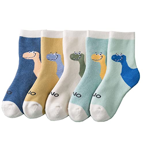 Ceguimos Calcetines Térmicos Invierno para Bebé Niños Pack de 5 Pares, Dinosaurios, 5-8 años