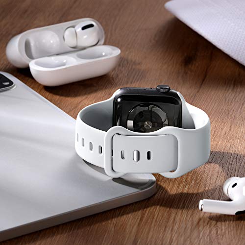 CeMiKa Compatible con Apple Watch Correa 38mm 40mm 41mm 42mm 44mm 45mm, Deportivas de Silicona Correas de Repuesto Compatible con iWatch SE Series 7 6 5 4 3 2 1, 38mm/40mm/41mm-S/M, Blanco