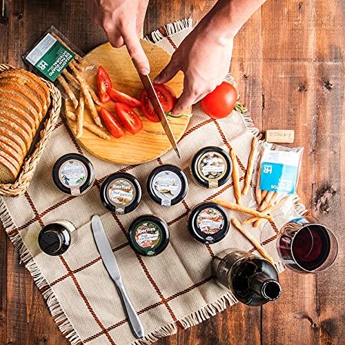 Cesta Gourmet Regalo - Lote Gourmet con Patés y Cremas de Queso - Vino Tinto Reyes, Pack de Pates y Cremas de Queso, Aceite de Oliva y Rizaditos de Pan Guapo - Pack Gourmet Caja Regalo para Picoteo