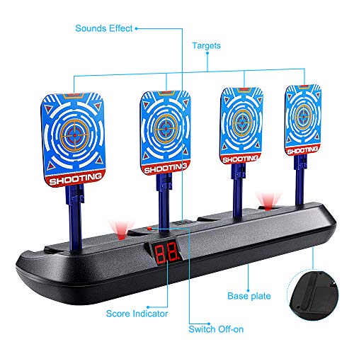 CestMall Objetivo de Tiro Eléctrico, Auto Reset Shooting Target , Electrónico Scoring de Disparo Objetivo Reinicio Automático para Pfeile Juguete Pistolas N-Strike Elite / Mega / Rival Serie