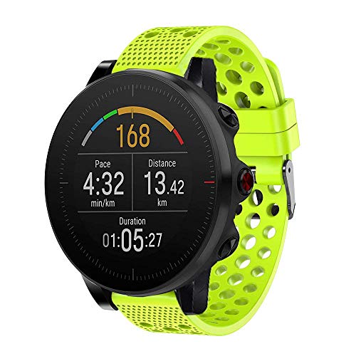 Ceston Respirable Deporte Silicona Clásico Correas para Smartwatch Polar Vantage M (Rojo + Verde + Blanco)