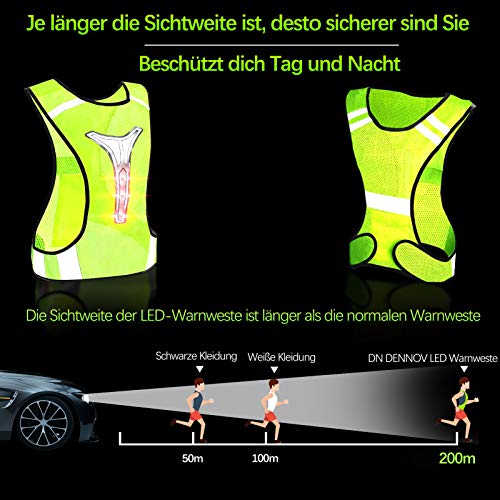 Chaleco Reflectante Bicicleta, Chaleco Reflectante LED Chaleco de Seguridad con Rayas Reflectantes LED para Deportes al Aire Libre, Correr, Caminar, Trotar, Andar en Bicicleta