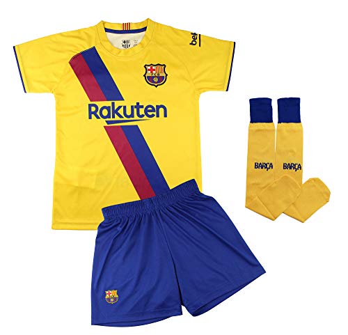 Champion's City Conjunto Complet Infantil FC Barcelona Réplica Oficial Licenciado de la Segunda Equipación Temporada 2019-2020 Dorsal Liso