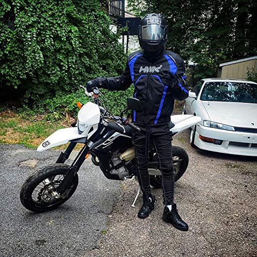 Chaqueta de motocicleta para hombre de equitación HWK textil Racing Moto Hi-Vis Biker CE Blindado Chaquetas impermeables (azul, M)