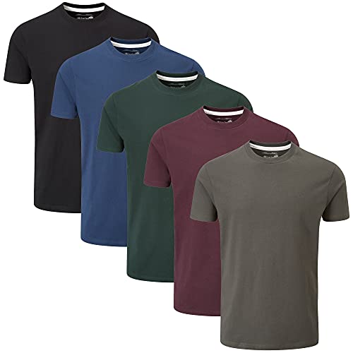 Charles Wilson Paquete 5 Camisetas Cuello Redondo Lisas (X-Large, Dark Essentials)