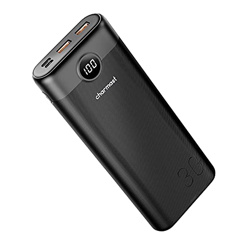 Charmast Power Bank 30000mAh Batería Externa USB C 20W Carga Rápida QC 3.0 Power Delivery con 3 Salidas 2 Entrdas Cargador Compatible con Teléfonos