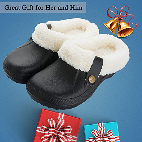 ChayChax Impermeable Zapatillas de Estar por casa para Mujer Hombre Zuecos con Forro Pelusa Caliente Pantuflas Interior Zapatillas Invierno Al Aire Libre