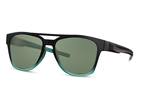 Cheapass Gafas de Sol Puente Doble Deportes Estilo para Hombres Mate Negras a Mate Transparente Verde con Lentes Oscuras UV400 protegidas para Correr, Excursionismo y Otras Actividades Exteriores