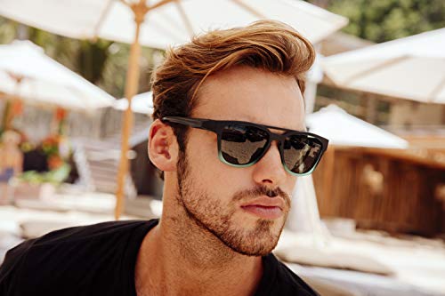 Cheapass Gafas de Sol Puente Doble Deportes Estilo para Hombres Mate Negras a Mate Transparente Verde con Lentes Oscuras UV400 protegidas para Correr, Excursionismo y Otras Actividades Exteriores