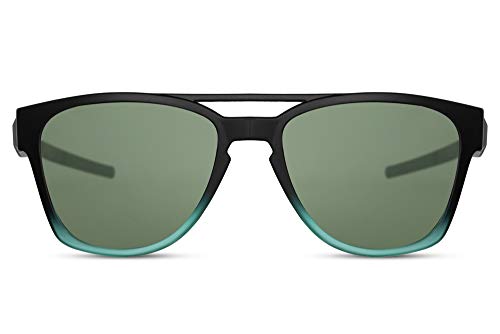 Cheapass Gafas de Sol Puente Doble Deportes Estilo para Hombres Mate Negras a Mate Transparente Verde con Lentes Oscuras UV400 protegidas para Correr, Excursionismo y Otras Actividades Exteriores