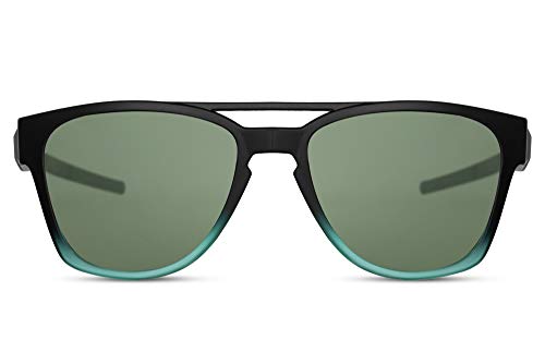 Cheapass Gafas de Sol Puente Doble Deportes Estilo para Hombres Mate Negras a Mate Transparente Verde con Lentes Oscuras UV400 protegidas para Correr, Excursionismo y Otras Actividades Exteriores