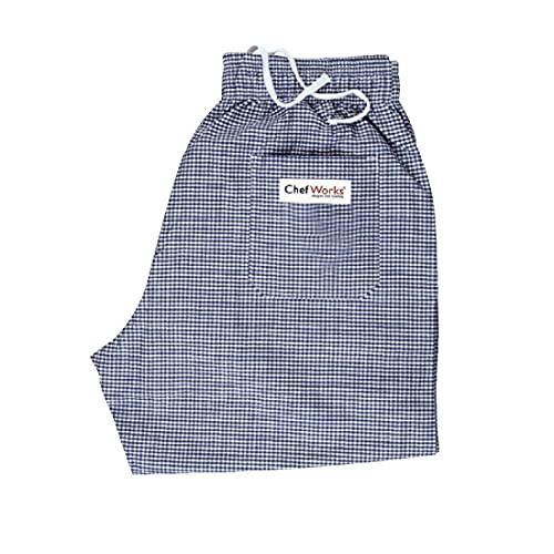 Chef Works A025-S Easyfit Pantalones, Pequeño Cuadros Azul