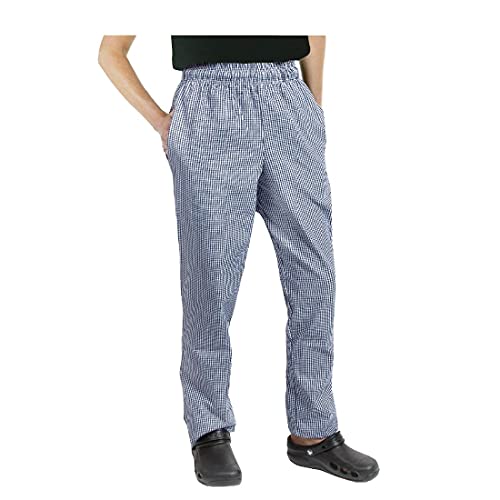 Chef Works A025-S Easyfit Pantalones, Pequeño Cuadros Azul