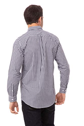 Chef Works Camisa de Vestir a Cuadros para Hombre, Cuadros Azul Marino y Blanco, S