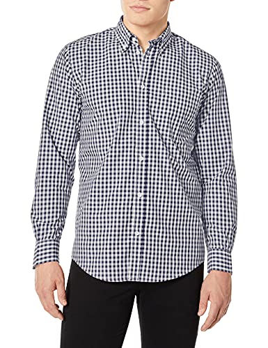 Chef Works Camisa de Vestir a Cuadros para Hombre, Cuadros Azul Marino y Blanco, S