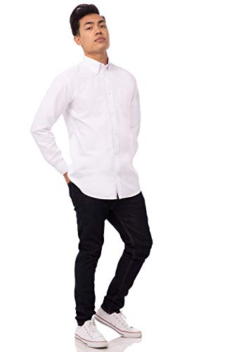 Chef Works Camisa de Vestir a Cuadros para Mujer, Blanco, S