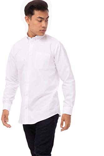 Chef Works Camisa de Vestir a Cuadros para Mujer, Blanco, S