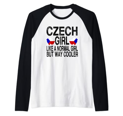 Chica Checa - Bandera de la República Checa Camiseta Manga Raglan