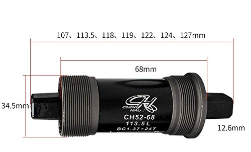 Chin Haur Rodamiento de Rodillos de Bicicleta Bicicleta Cuadrado Pedalier 68x103/107/113.5/118/119/122/124/127mm (119mm)