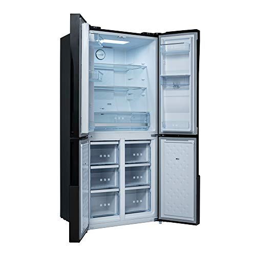 CHiQ FCD418NE4D Frigorífico americano con tecnología Inverter y No Frost de 418 L | Refrigeración rápida | Dispensador de agua | Enfriamiento por aire 3D | 43 db | Pantalla LED