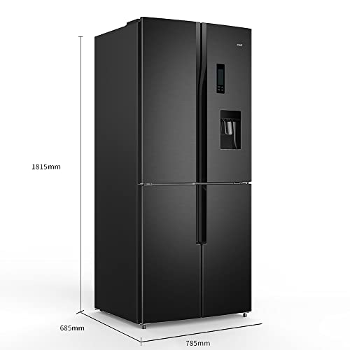 CHiQ FCD418NE4D Frigorífico americano con tecnología Inverter y No Frost de 418 L | Refrigeración rápida | Dispensador de agua | Enfriamiento por aire 3D | 43 db | Pantalla LED