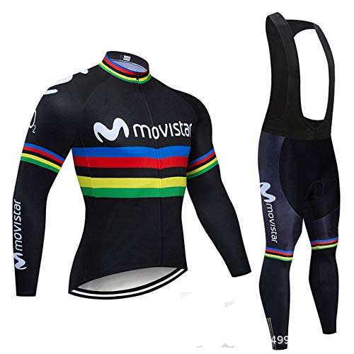 Ciclismo Maillot , Maillot Ciclista Manga Larga Bicicleta Montaña del Equipo Profesional del Tour Francia, Modelos Primavera Y Otoño, Más Traje Ciclismo Con Pechera Invierno Terciopelo-Negro 1_XxXL