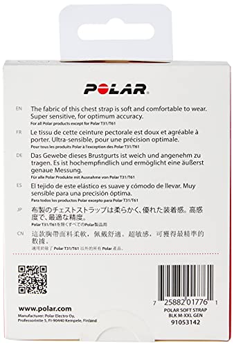 Cinta elástica Polar Wearlink Soft Strap M-XXL Negro