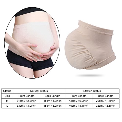 Cinturón de Maternidad Embarazo Cinturón Apoyo Durante el Embarazo Las mujeres embarazadas Belly Support Band Cinturón de panza banda elástica sin costuras Cuidado prenatal Ropa embarazada(Beige M)