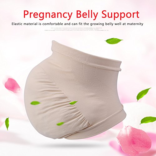 Cinturón de Maternidad Embarazo Cinturón Apoyo Durante el Embarazo Las mujeres embarazadas Belly Support Band Cinturón de panza banda elástica sin costuras Cuidado prenatal Ropa embarazada(Beige M)