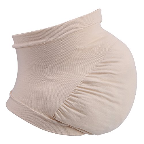 Cinturón de Maternidad Embarazo Cinturón Apoyo Durante el Embarazo Las mujeres embarazadas Belly Support Band Cinturón de panza banda elástica sin costuras Cuidado prenatal Ropa embarazada(Beige M)