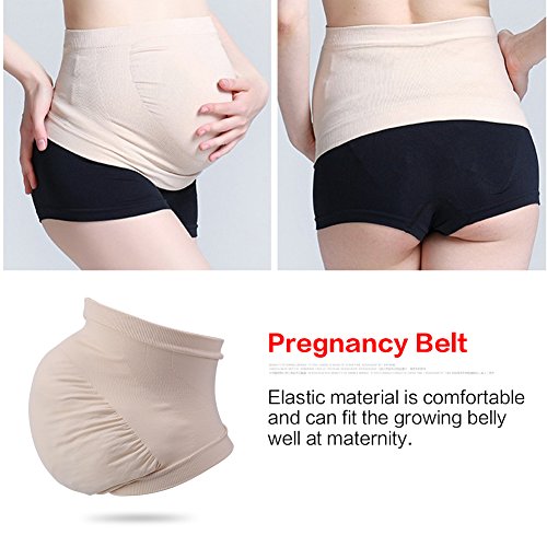 Cinturón de Maternidad Embarazo Cinturón Apoyo Durante el Embarazo Las mujeres embarazadas Belly Support Band Cinturón de panza banda elástica sin costuras Cuidado prenatal Ropa embarazada(Beige M)