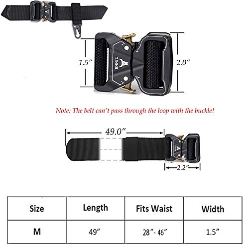 Cinturón táctico de nailon y aleación de zinc con sistema de liberación rápida, multifunción (4,8, 4,3, 3,8 cm) Negro Negro-1.5"a M