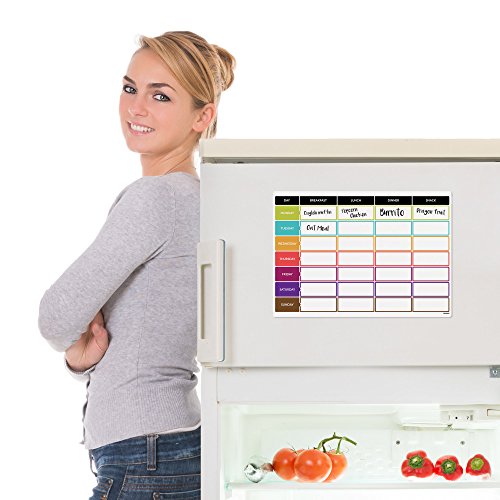 CKB LTD planificador de dietas | Pizarra blanca magnética para el frigorífico con rotulador A3, Ideal para la planificación de las comidas familiares, musculación