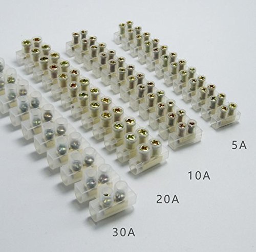 Claro Bloques de terminales eléctricos 5A 10A 20A 30A Dual Row 12 Posiciones Conector de cable Tornillo Bloque de terminales Paquete de 12