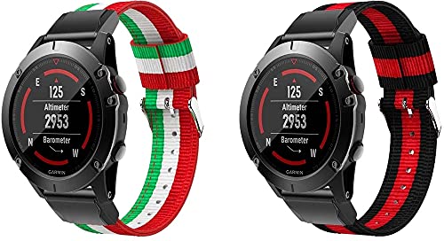 Classicase Correa de Reloj de NATO Nailon Compatible con Garmin Forerunner 935 / Forerunner 945 / Forerunner 745, Mujer y Hombre, Hebilla de Acero Inoxidable (2-Pack I)