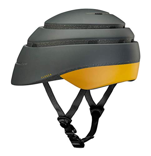 Closca Casco de Bicicleta para Adulto, Plegable Helmet Loop. Casco de Bici y Patinete Eléctrico/Scooter para Mujer y Hombre Unisex. Negro/Mostaza, Talla M